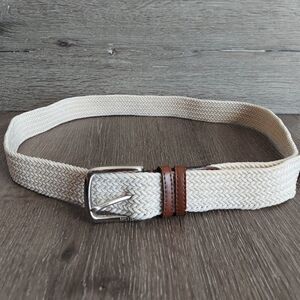 Tommy Hilfiger Cream Elastic Stretch Woven Braided Belt L 40-42